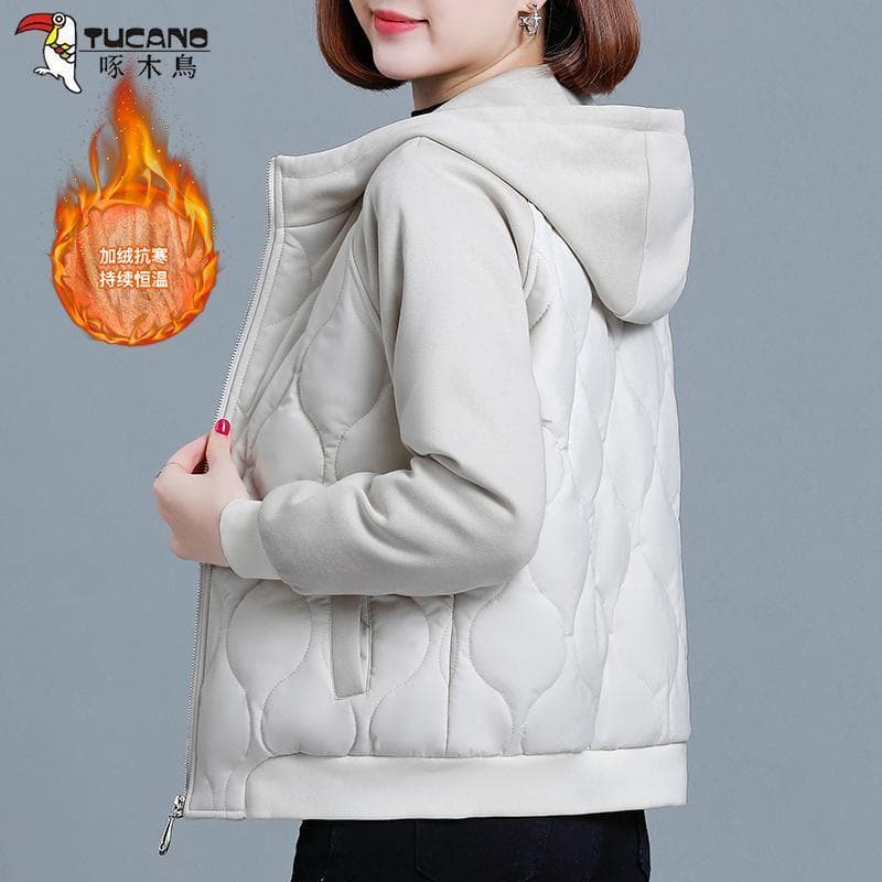 Woodpecker para baixo jaqueta acolchoada jaqueta feminina 2026 inverno nova jaqueta acolchoada feminina escovada espessa