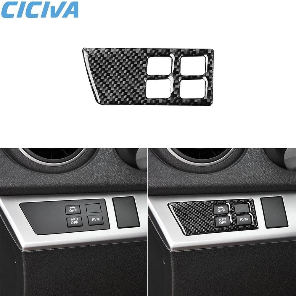 Para Mazda 3 Axela 2010-2013 Mazdaspeed 3 Interruptor Do Farol Interior Carro Real Fibra De Carbono Adesivos Modificação