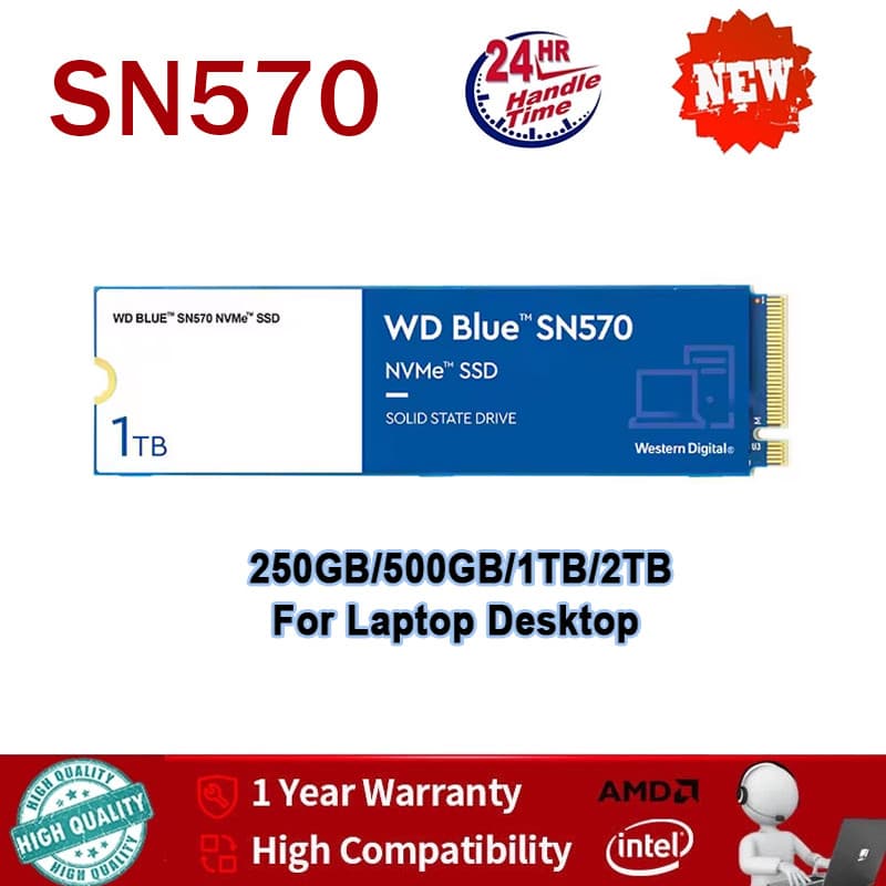 Unidade De Estado Sólido Externa Portátil Digital Azul SN570 NVMe M . 2 2280 250 Gb 500 1 Tb 2 SSD