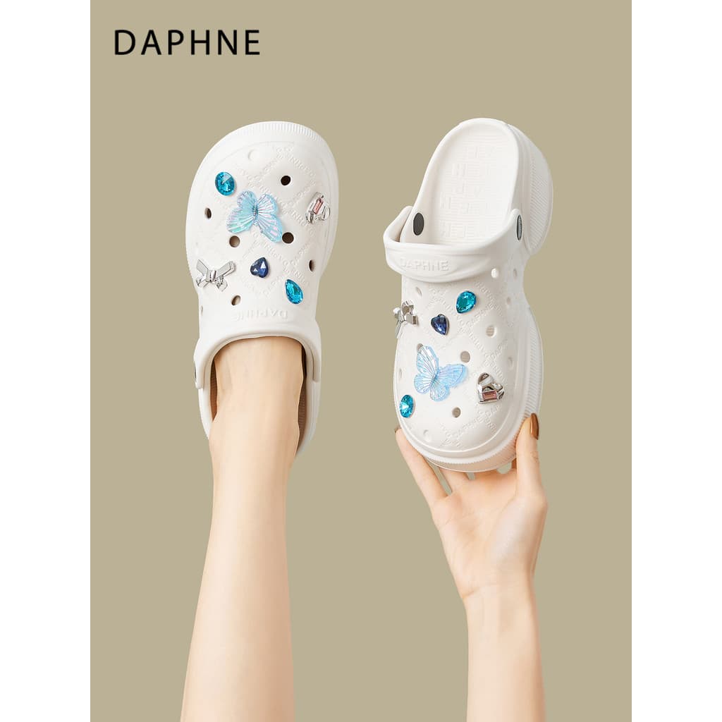 Daphne sapatos de sola grossa aumentando buraco feminino 2026 verão novo estilo exterior usar antiderrapante sapatos de
