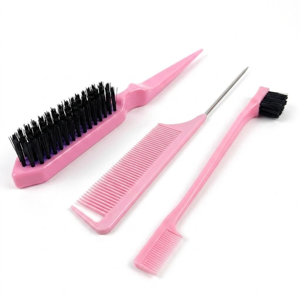 Kit Pente De Cauda + Escova Baby Hair + Escova Sobrancelha 3 Peças