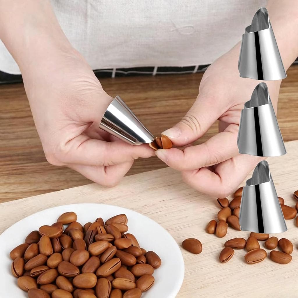 Protetores De Dedo De Aço Inoxidável De 4 Unidades-Polegar De Cozinha Resistentes A Cortes Para Descascar , Cortar ,-Pre