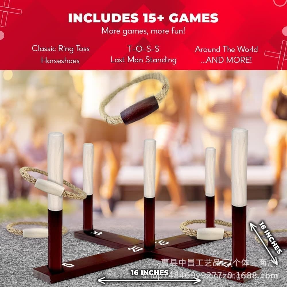Jogo de arremesso de argolas de corda de madeira com argolas em forma de cruz, brinquedo educativo infantil e ferramenta