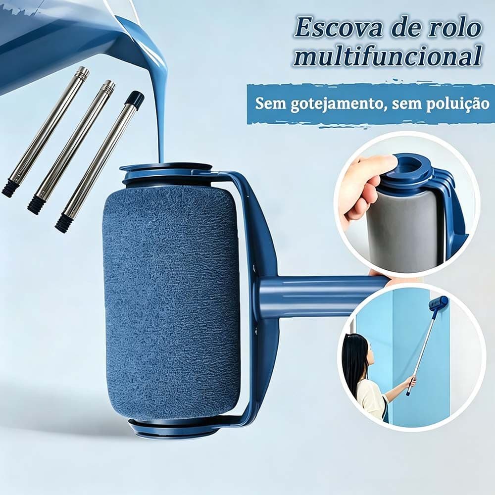 Rolo de Pintura com Reservatório de Tinta - Kit Prático sem Respingos para Pintura de Paredes e Tetos
