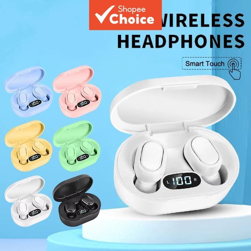 Fones de ouvido E7S TWS com microfone e Bluetooth, fones estéreo 9D HiFi, fone sem fio para todos os telefones