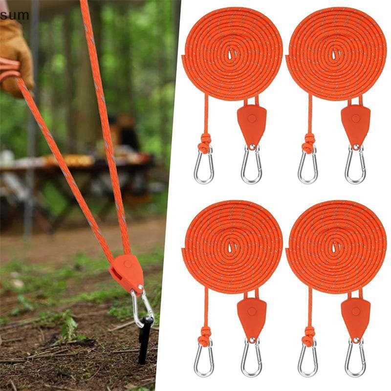 [sum] 4 Unidades 4mm 4m Barraca De Acampamento Amarrar Corda Tensor Fixação De Vento Bule Polia Catraca Cabides Toldo Ga