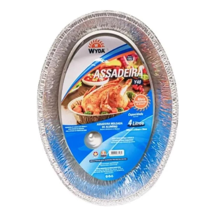 Kit 8un Assadeira Alumínio Descart Oval Wyda Y40 4lts Resistente