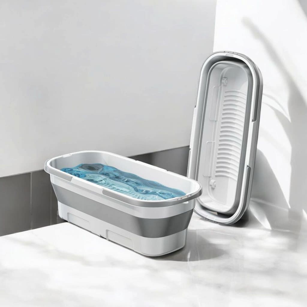 Balde Dobrável Retrátil Flexível Retangular Silicone Multiuso Com 4 Rodinha Fácil De Limpar 15 L Cores
