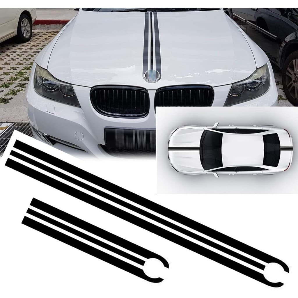 Xotic Tech JDM Hood Stripe Adesivo Sporty Racing Car Body Traseiro Tronco Decalque De Vinil Guarnição Compatível Com BMW