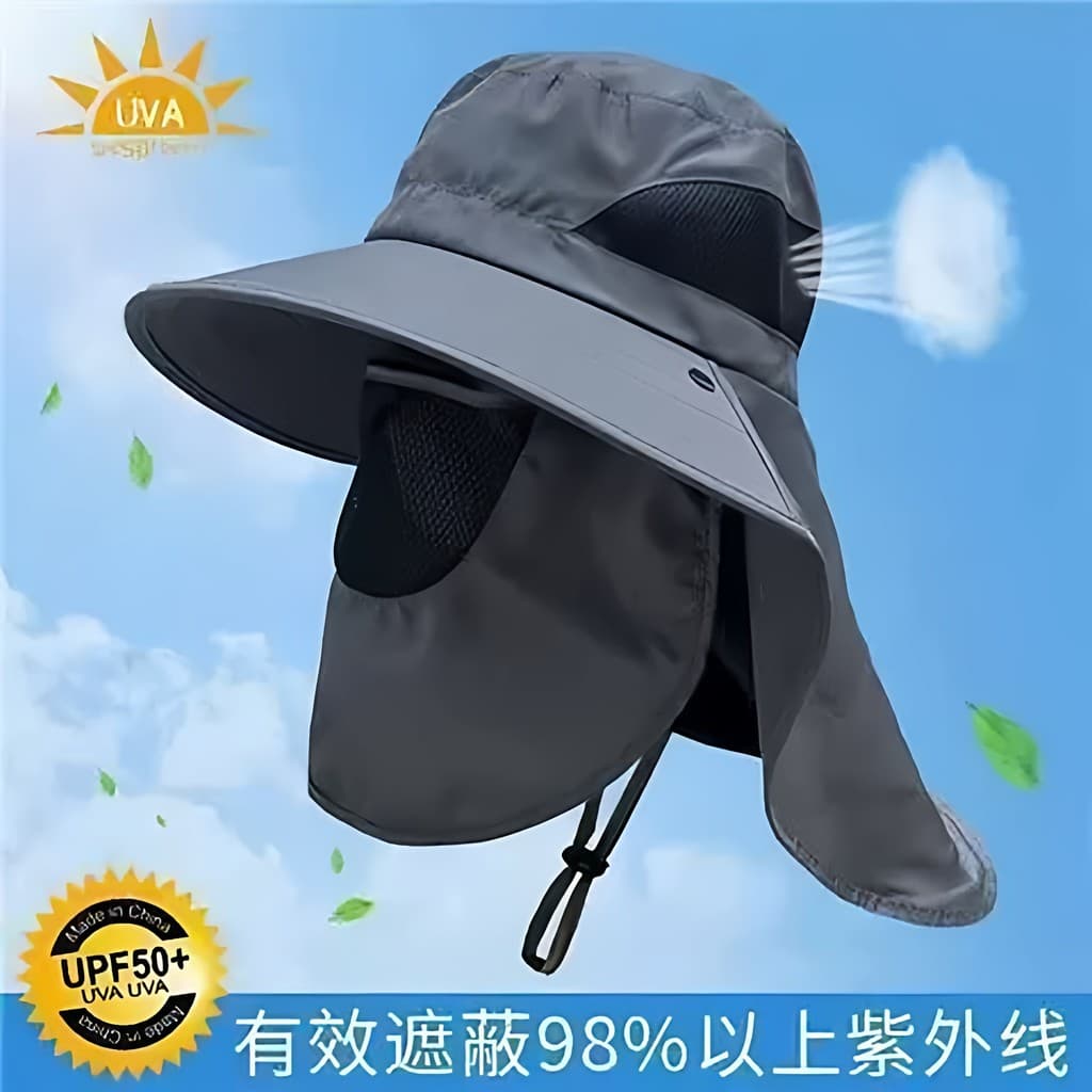 Chapéu de sol masculino verão Anti-ultravioleta máscara de pesca ao ar livre aba grande guarda-sol balde xale pescoço pr