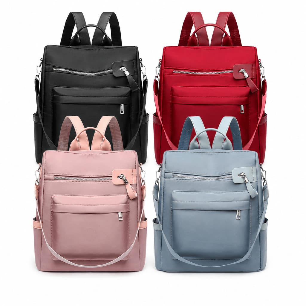Mochila Anti-roubo Multifuncional Feminina Nylon Pano Impermeável Mochila De Estudante Mochila De Grande Capacidade