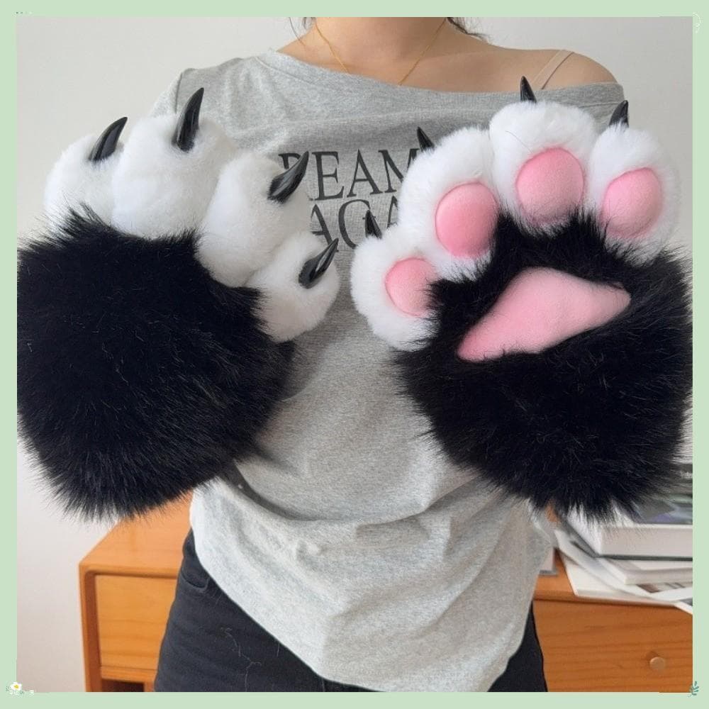 1 Peça Luva De Gato Cosplay , Luvas De Garra Que Rangem De Pelúcia , Grossa De Desenho Animado De Animal