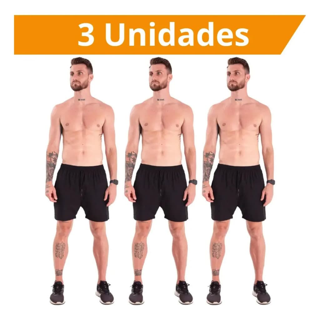 Kit 3 Bermudas Shorts Masculino Academia Treino Corrida 2 Em 1 Térmico Compressão Premium P ao GG