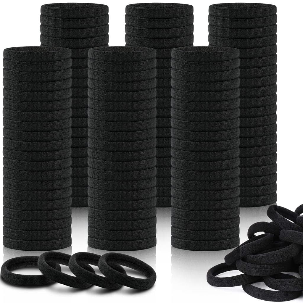 IKOCO 150PCS Elásticos de Cabelo Pretos para Mulheres, Sem Danos, Prendedores de Rabo de Cavalo de Algodão MROM