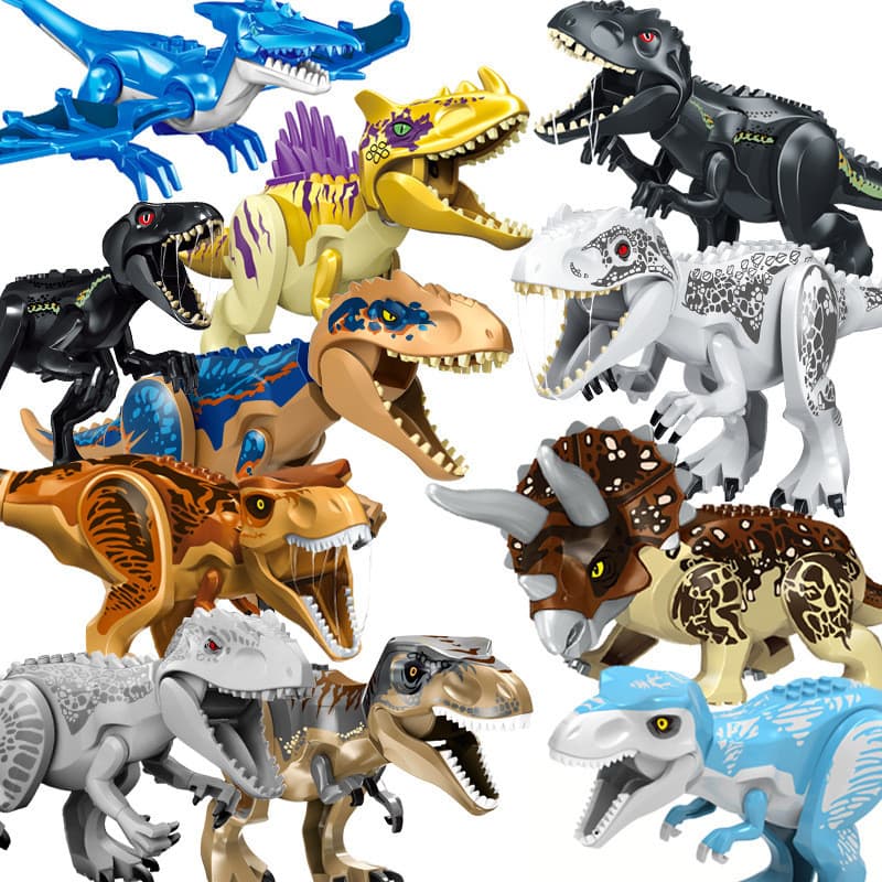 Bloco de construção de dinossauro de lote misto brinquedo jurássico grande tiranossauro Rex montagem construção B