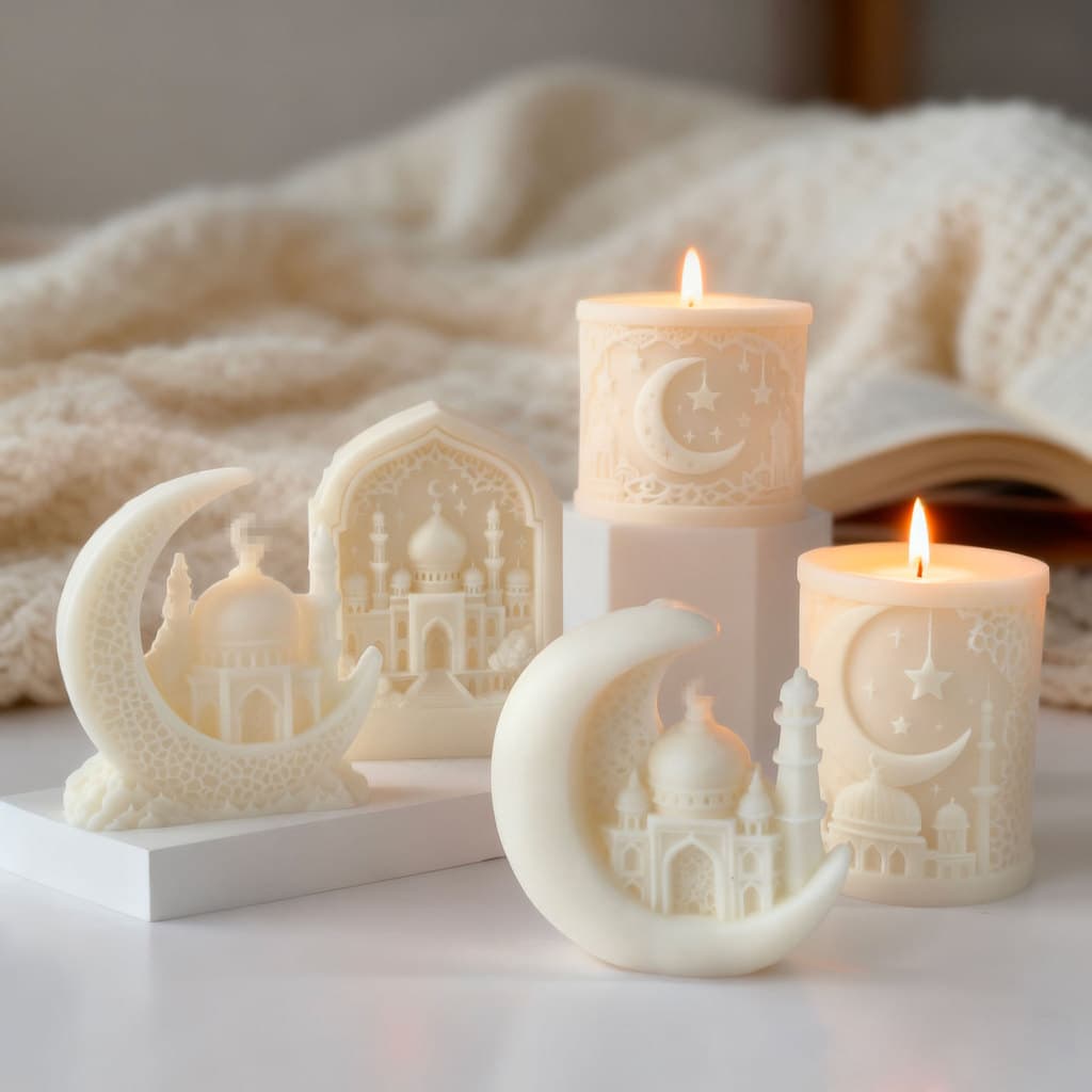 Molde de silicone para vela com aroma de lua, molde DIY para decoração de resina e gesso em formato de estrela