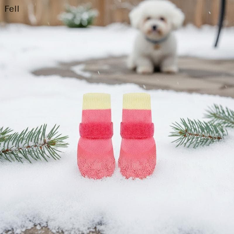 [Fel] 4 Unidades Ajustáveis Antiderrapantes Sapatos Para Cães Malha Respirável Capa Pés De Cachorro Atividades Em Dias C