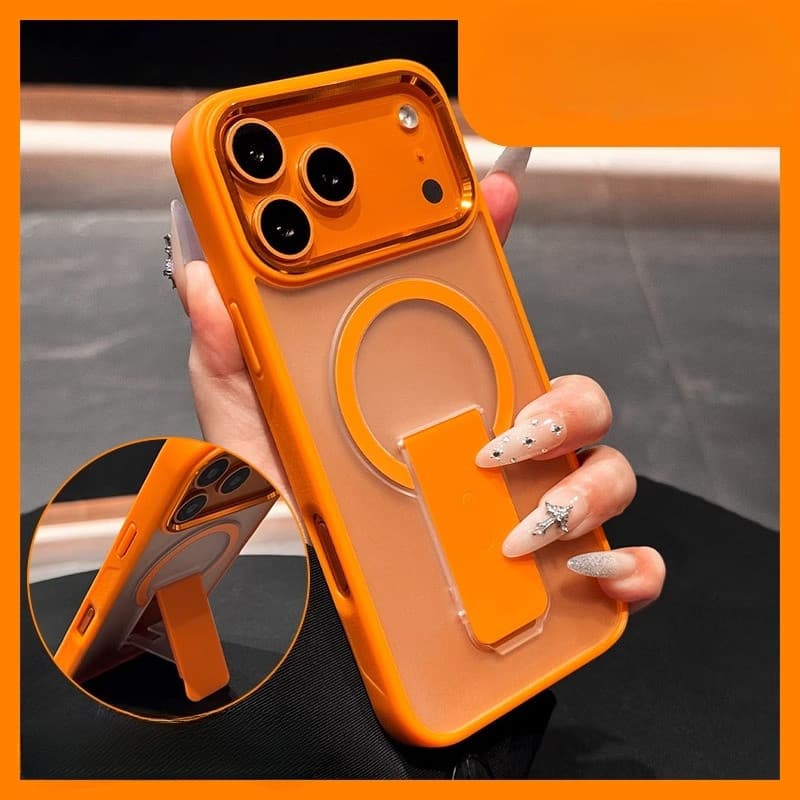 Luxo Fosco Dobrável Suporte Magnético Carga Sem Fio Caso De Telefone Para iPhone 11 12 13 14 15 16 17 Pro Max Plus Ar Pá