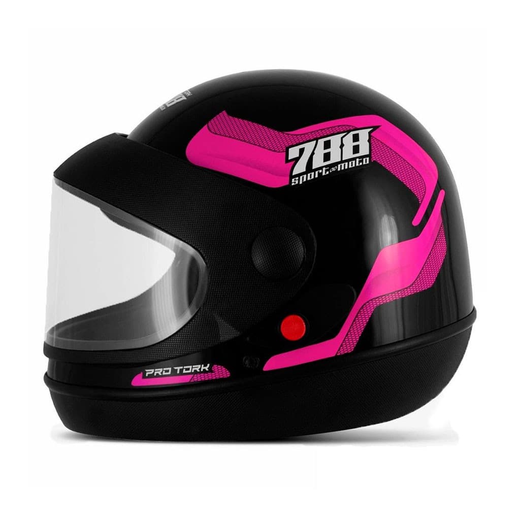 Capacete Pro Tork Sport Moto 788 Preto / Rosa (56)