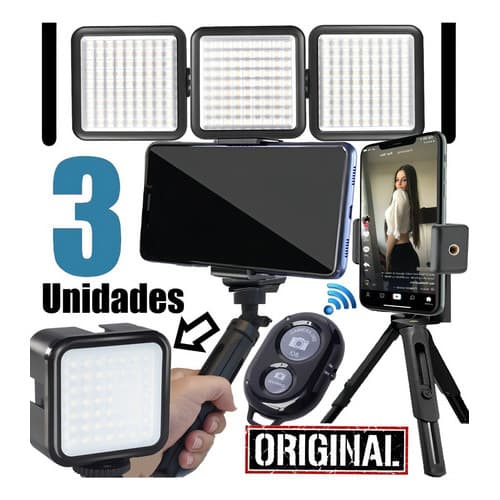 Estabilizador Imagem Suporte Celular 3 Painel Luz Iluminação
