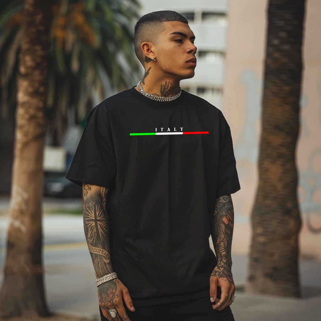 Camiseta Masculina Italia Italy Algodao Camisa Estampada DTF 30.1 Estilosa