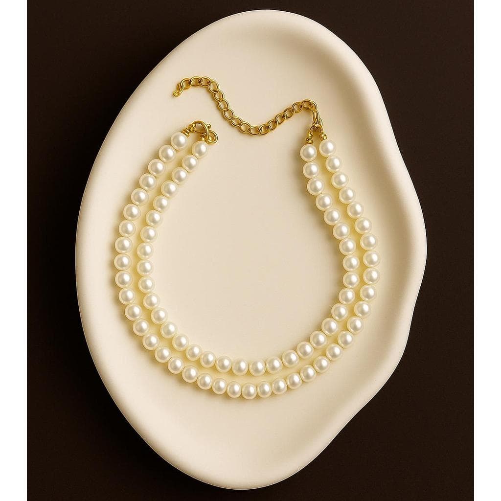 Colares choker colar de pérolas duplo banhado ouro e prata
