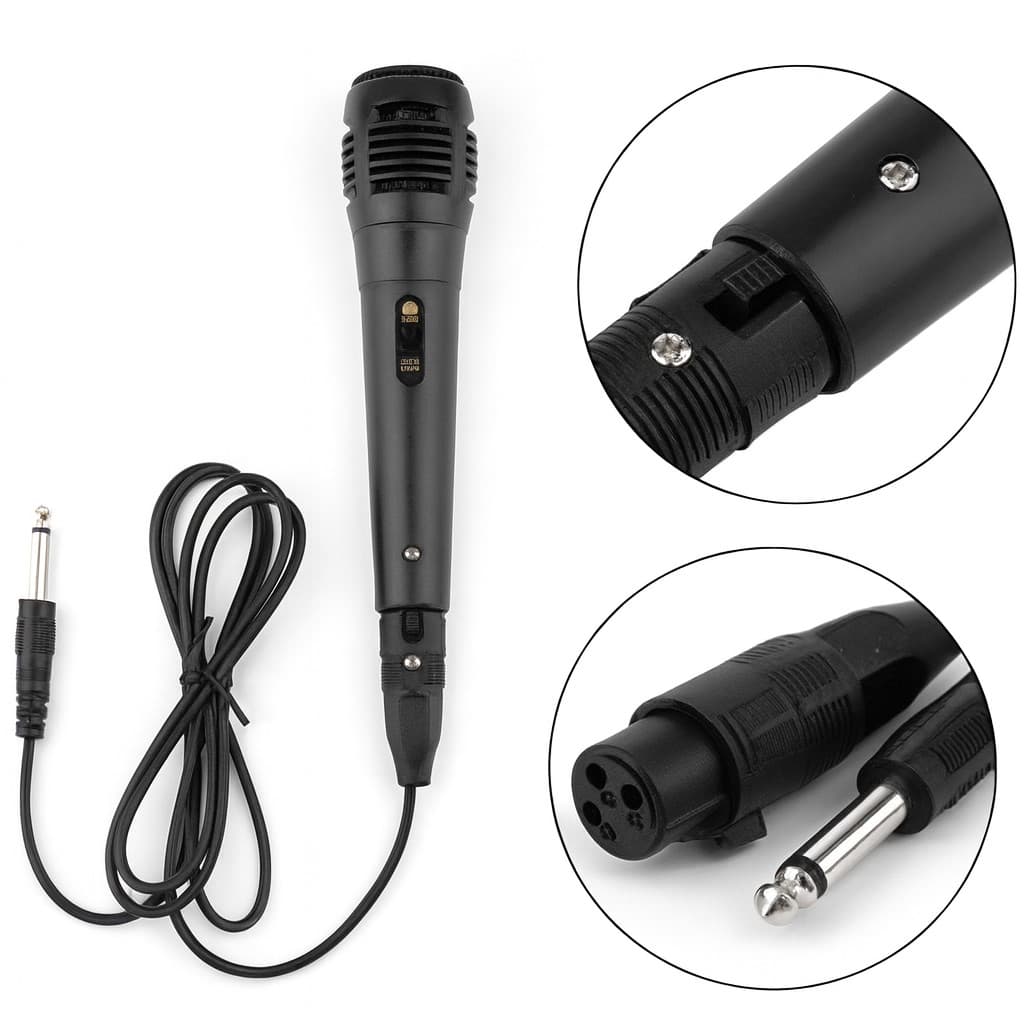 Microfone Karaokê Dinâmico com Cabo de 2.5 Metros Som Claro