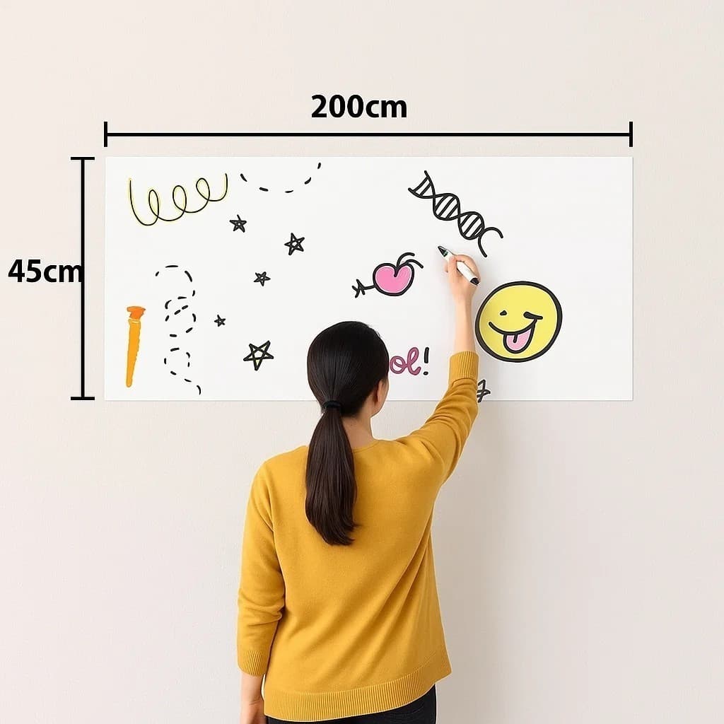 Papel de Parede Adesivo Quadro Branco PVC 2m com Marcador Escritório Home Office Decorativo