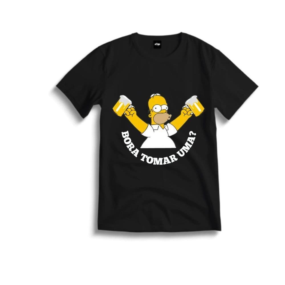 Camisa Camiseta Estampa Clássica Beer Cerveja Frase Bora Tomar Uma Manga Curta em Promoção