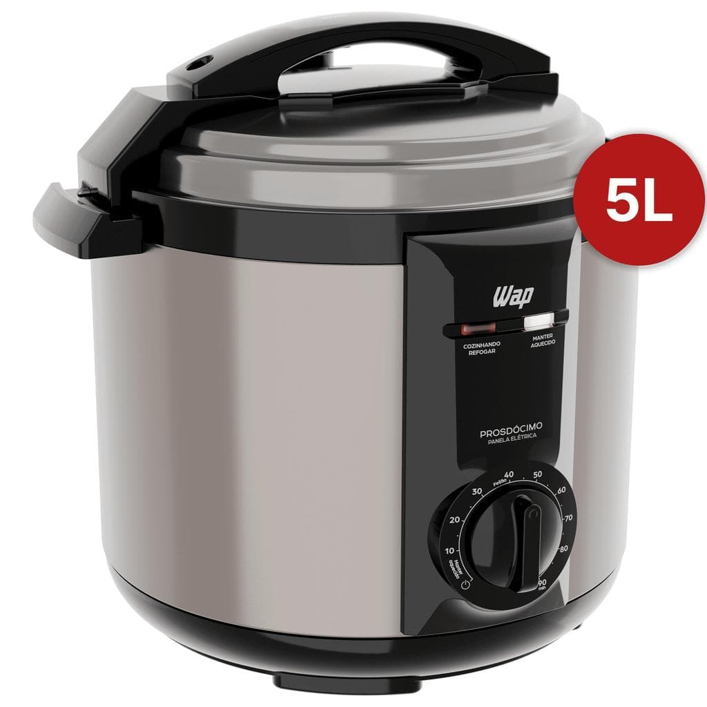 Panela de Pressão Elétrica WAP WPPE2 5L Inox Antiaderente GrayStone Timer 9 Dispositivos Segurança