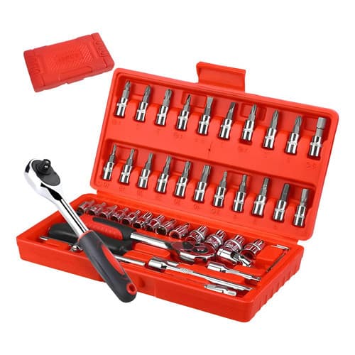 Kit Completo Conjunto De Chaves Ferramentas 46 Peças - Fenda, Philips, Catraca, Allen, Torx, Soquete