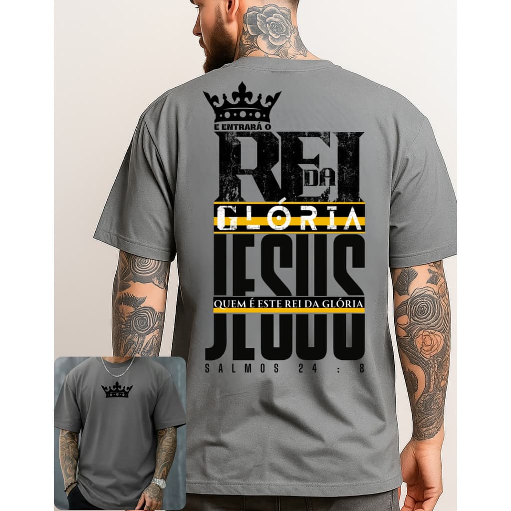 Camisa Camiseta Street Wear Casual Estilo Crista Tshirt Rei Da Gloria 100% Algodão