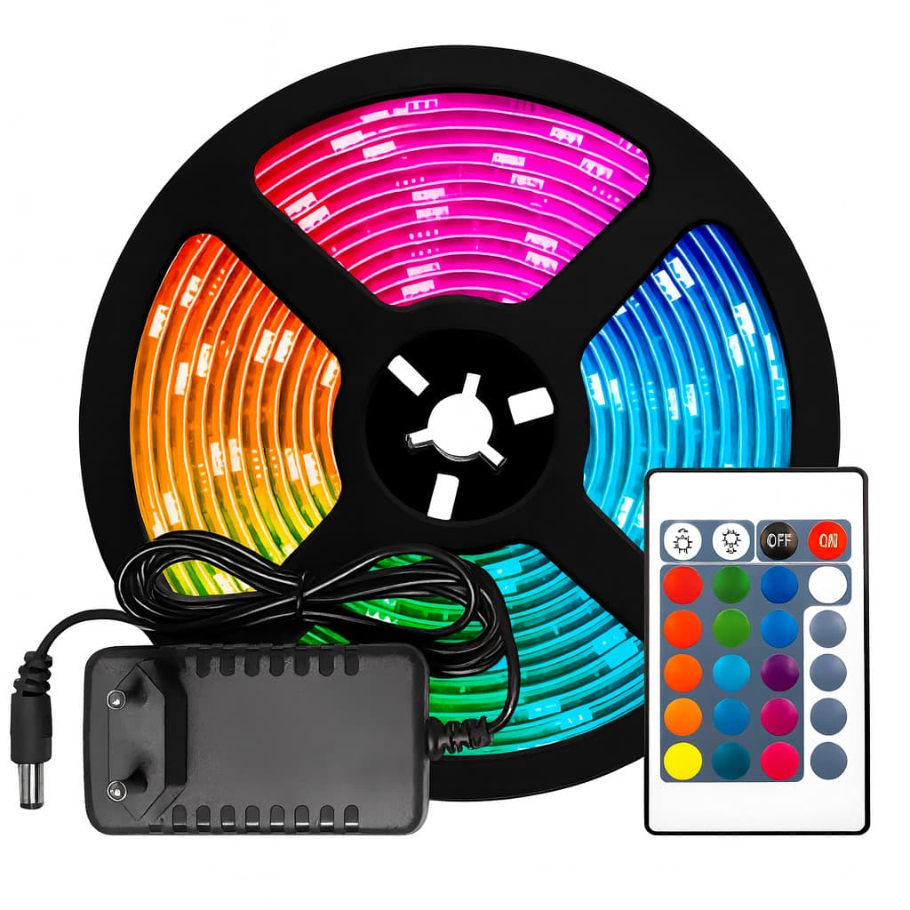 Fita Led Rgb 2835 5m Colorida + Fonte + Controladora 300leds