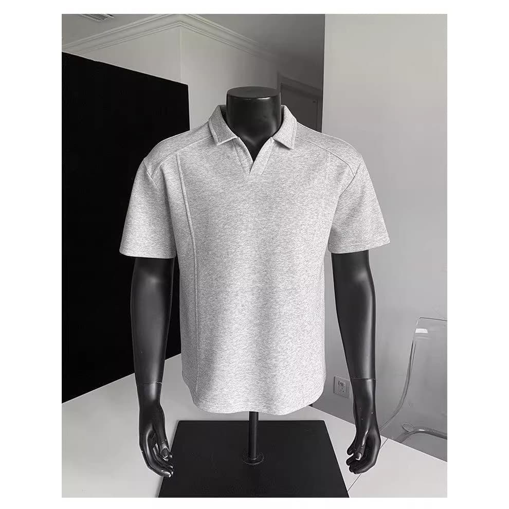 Camiseta masculina com costura preta, ombro frontal, verão, americana, roupa de rua, manga curta, sensação de alta quali