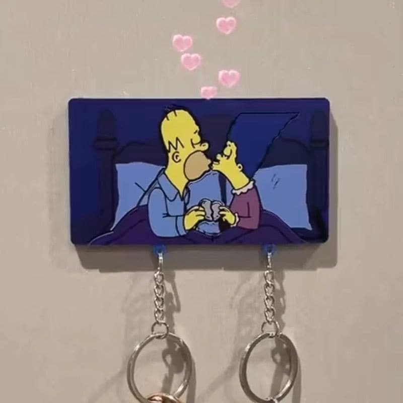 Chaveiro de Casal com o beijo dos amantes Homer e Marge ou em formato de coração, para amigos e familiares, para geladei