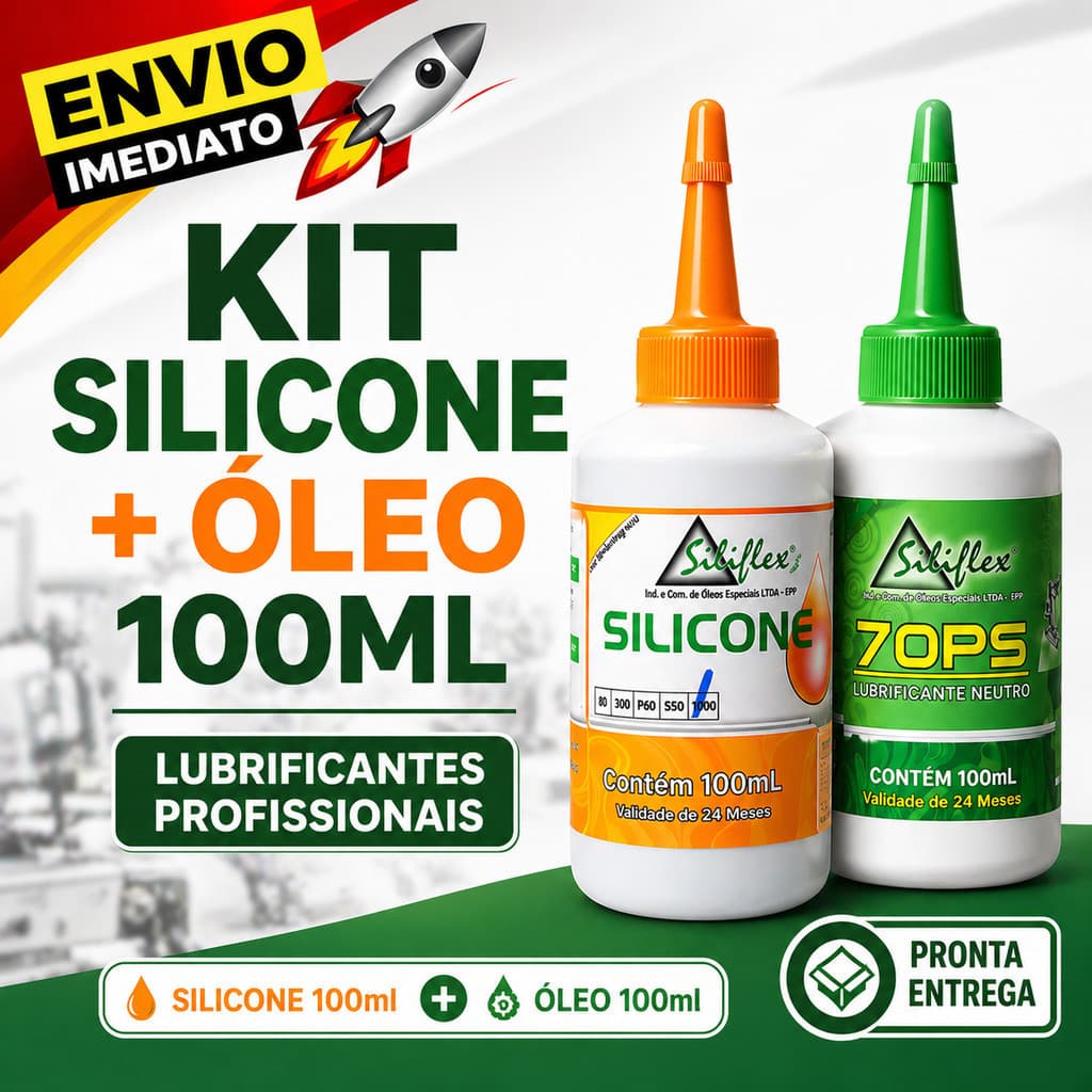 Kit Silicone 100ml + Oleo Lubrificante 100ml Siliflex  Maquina de Costura