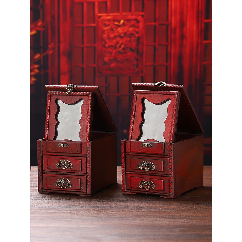 Estilo chinês Retro caixa de jóias estilo chinês caixa de armazenamento de jóias colar de madeira caixa de acessórios de