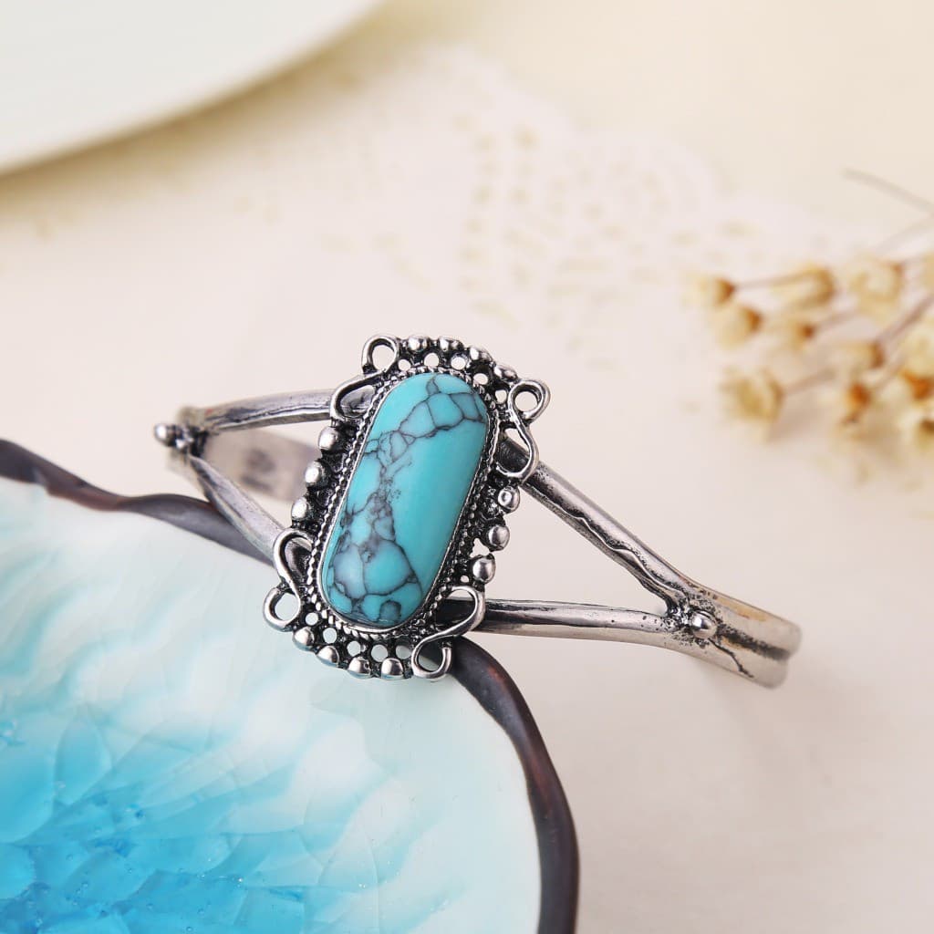 Pulseira Ajustável de Turquesa Natural, Adequada para Mulheres, Twilight Bella BHMO DWB0
