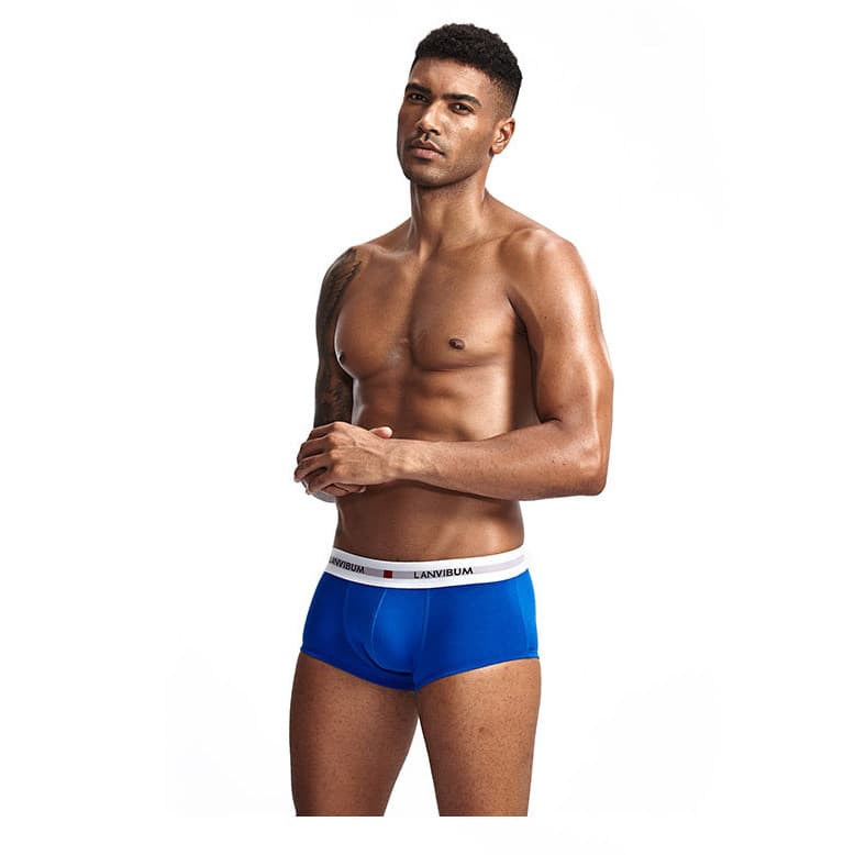 Cueca Boxer masculina de algodão, cueca Boxer de cor sólida