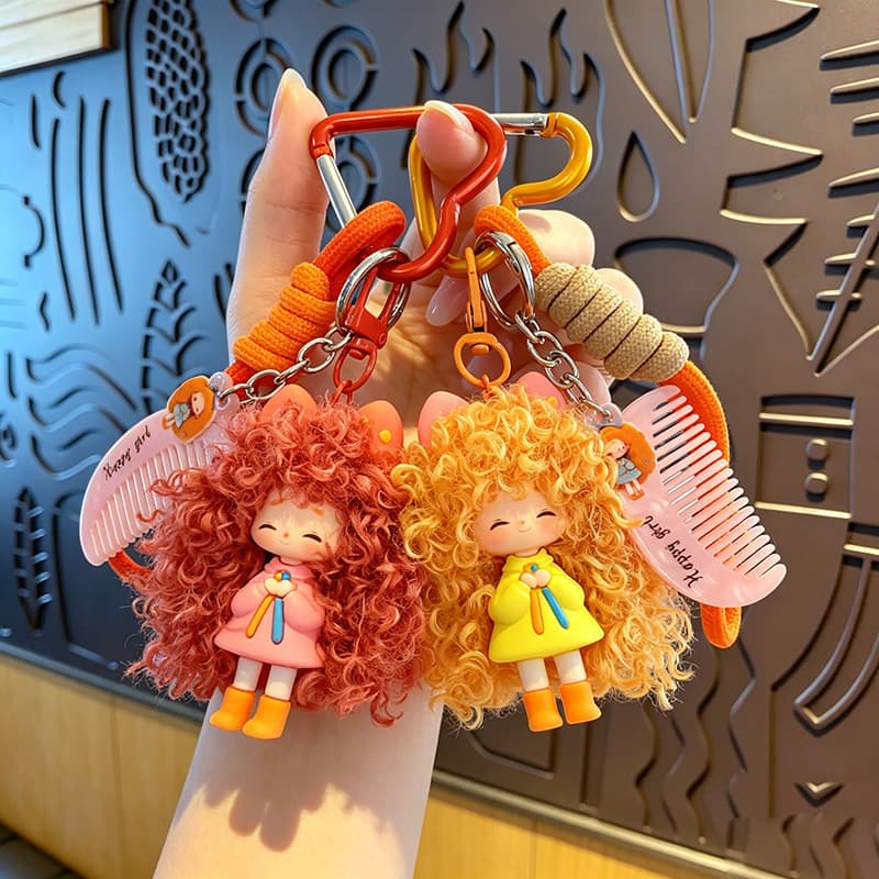 Desenhos animados na moda legal frito menina chaveiro boneca menina saco ornamentos