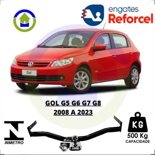 Engate Reboque Fixo Gol G5 G6 G7 G8 2008 a 2022 - Reforcel 500kg