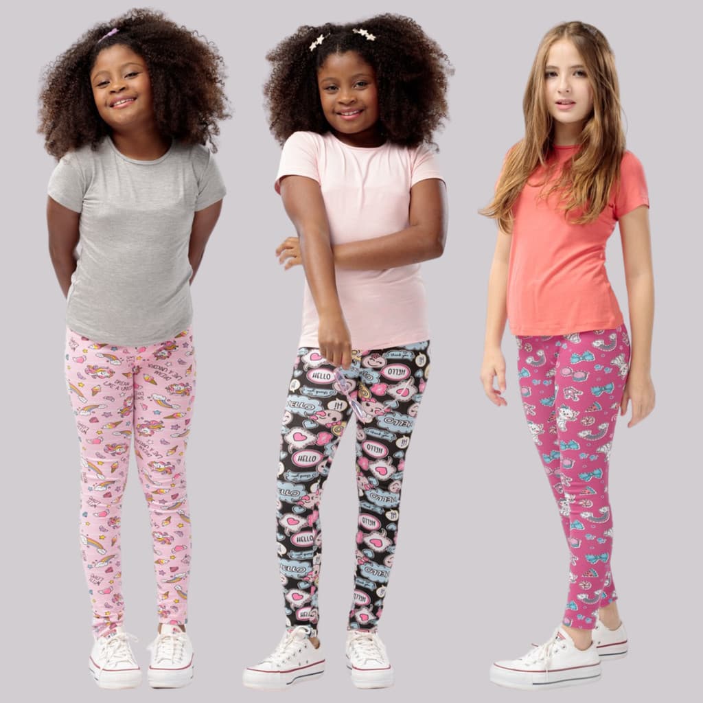 Kit 3 Conjuntos Infantil Legging + Blusa Sortida Menina Algodão Confortável Quentinho Meia Estação