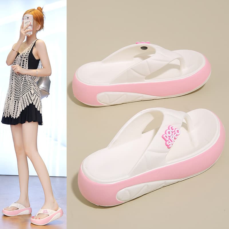 2026 verão novo estilo simples sola grossa aumentado flip-flops EVA leve Commuter moda All-Match flip-flops sandálias ch