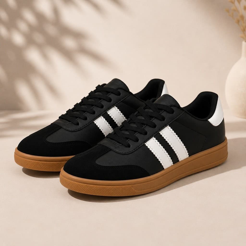TENIS CASUAL FEMININO BRANCO E PRETO TENDÊNCIA MODA ACADEMIA DIA DIA CONFORTAVEL
