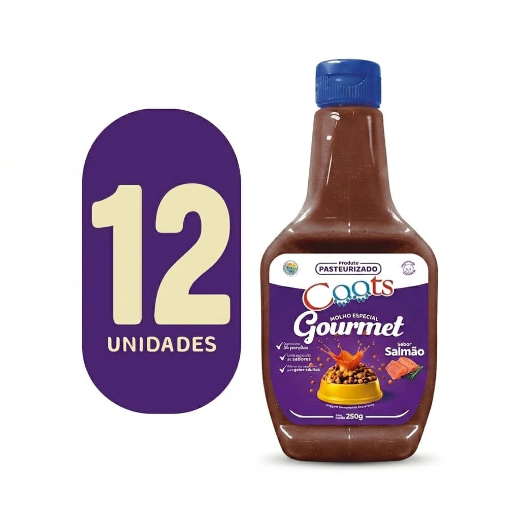 CAIXA C/ 12 - MOLHO GATOS ADULTOS CAATS SABOR SALMÃO - 250 GRS