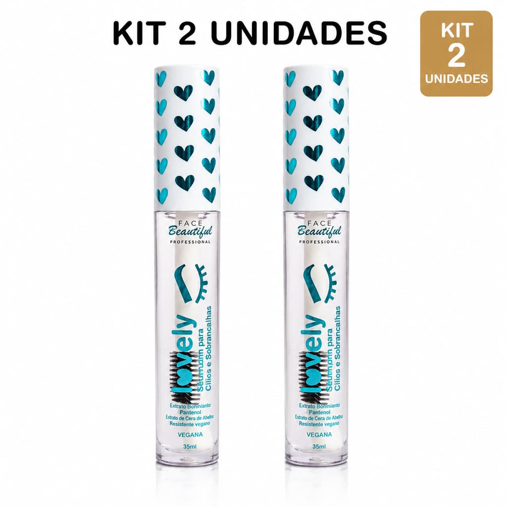 Kit 2 Gel Fixador para Cílios e Sobrancelhas Face Beautiful Incolor Alta Fixação Profissional