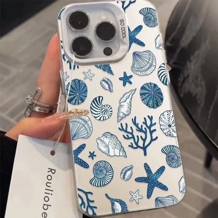Capinha Capa Para Redmi A2 A3 A5 10C 12 13 14C POCO X3 X5 PRO Note8 9 10 11 12 13 À Prova de Choque Fosca Conch pattern