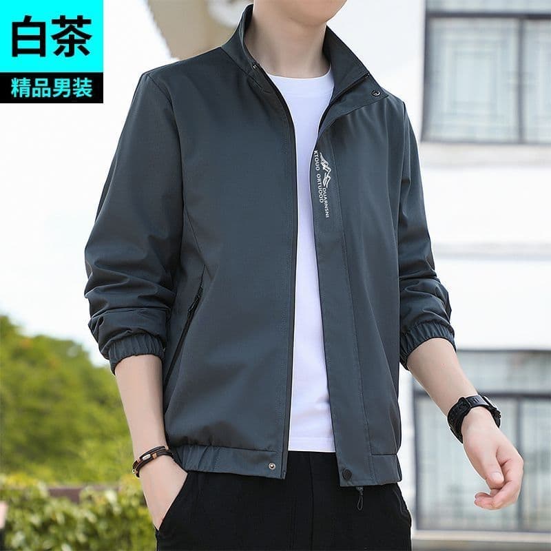 Primavera outono novo estilo gola alta jaqueta masculina Casual curto blusão na moda All-Match manga comprida topo jaque