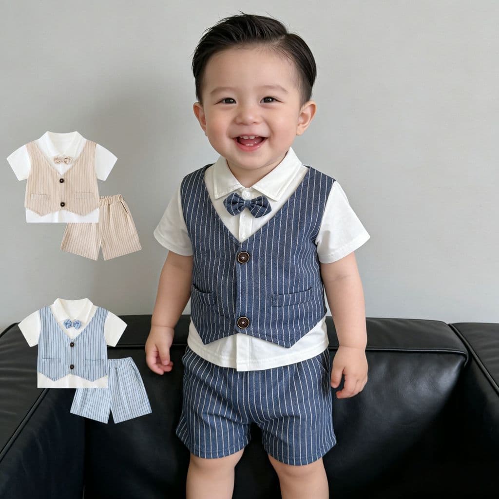 Crianças verão de um ano menino bebê verão Split terno bonito pequeno mestre roupas 2026 novo estilo moda meninos