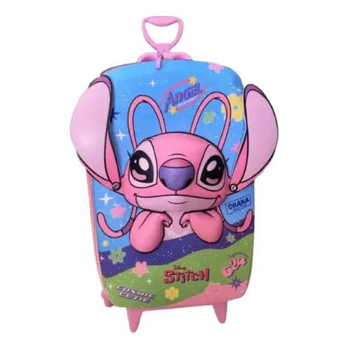 Mala Infantil Angel Stitch 3D com Rodinhas - Azul